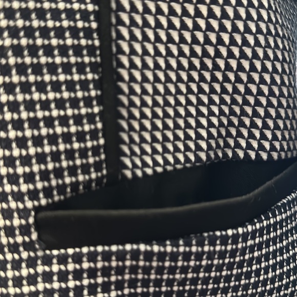 Ann Taylor Houndstooth Jacket Dark Navy Black & White With Pockets Size 4 VEUC - Picture 2 of 8